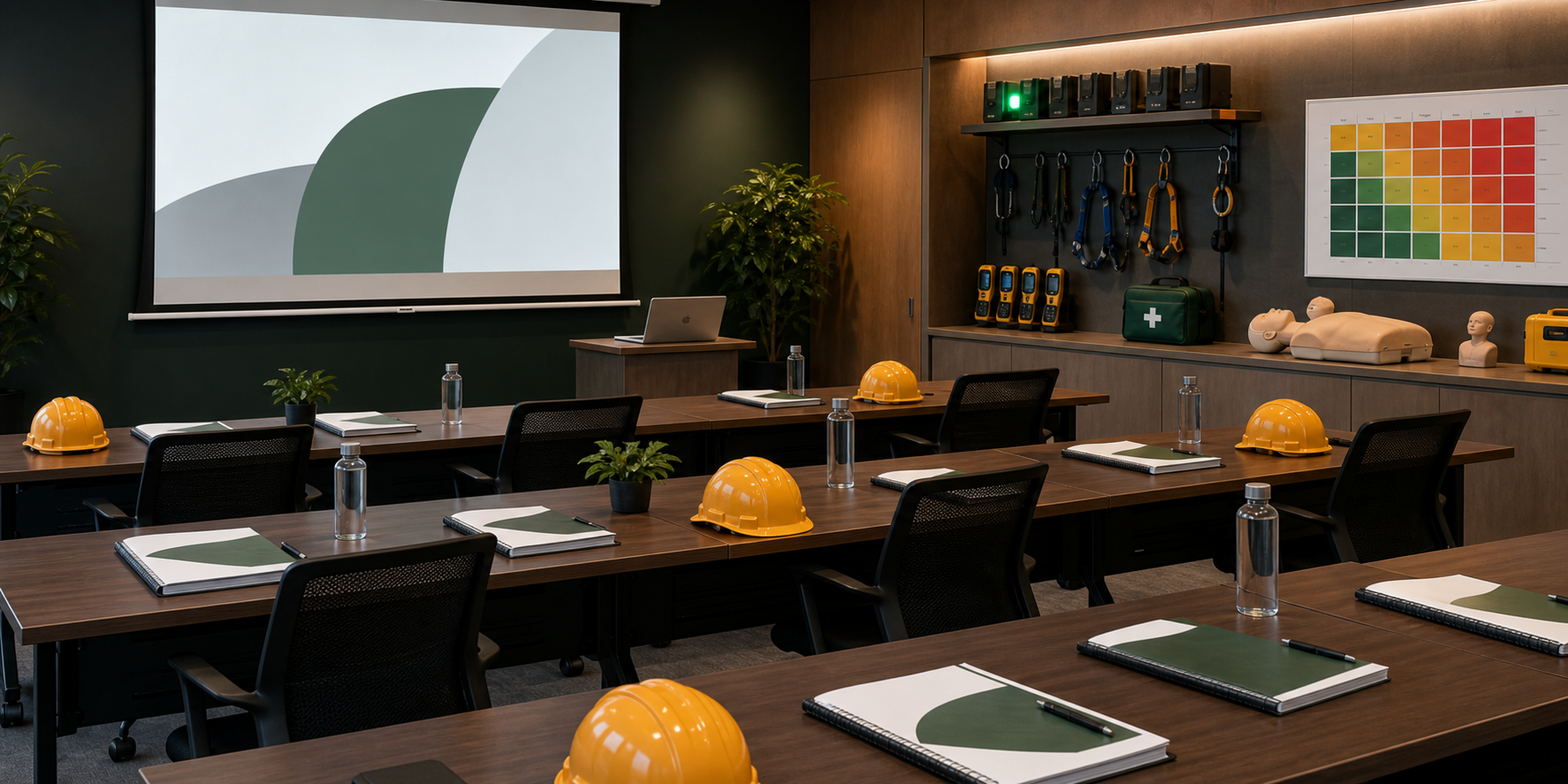 A professional HSE classroom prepared for practical instructor-led training