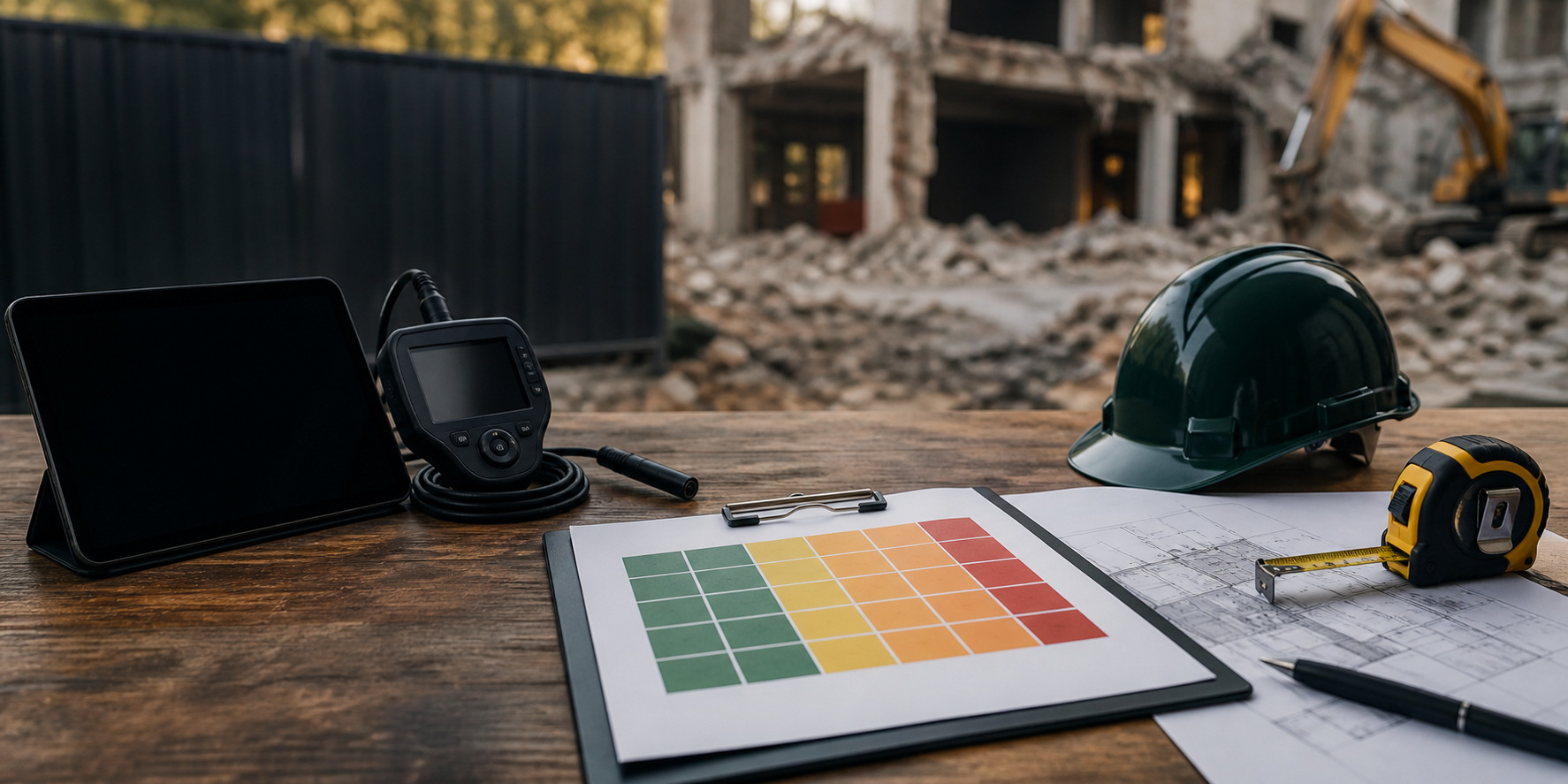 A practical risk matrix, site plan and inspection equipment