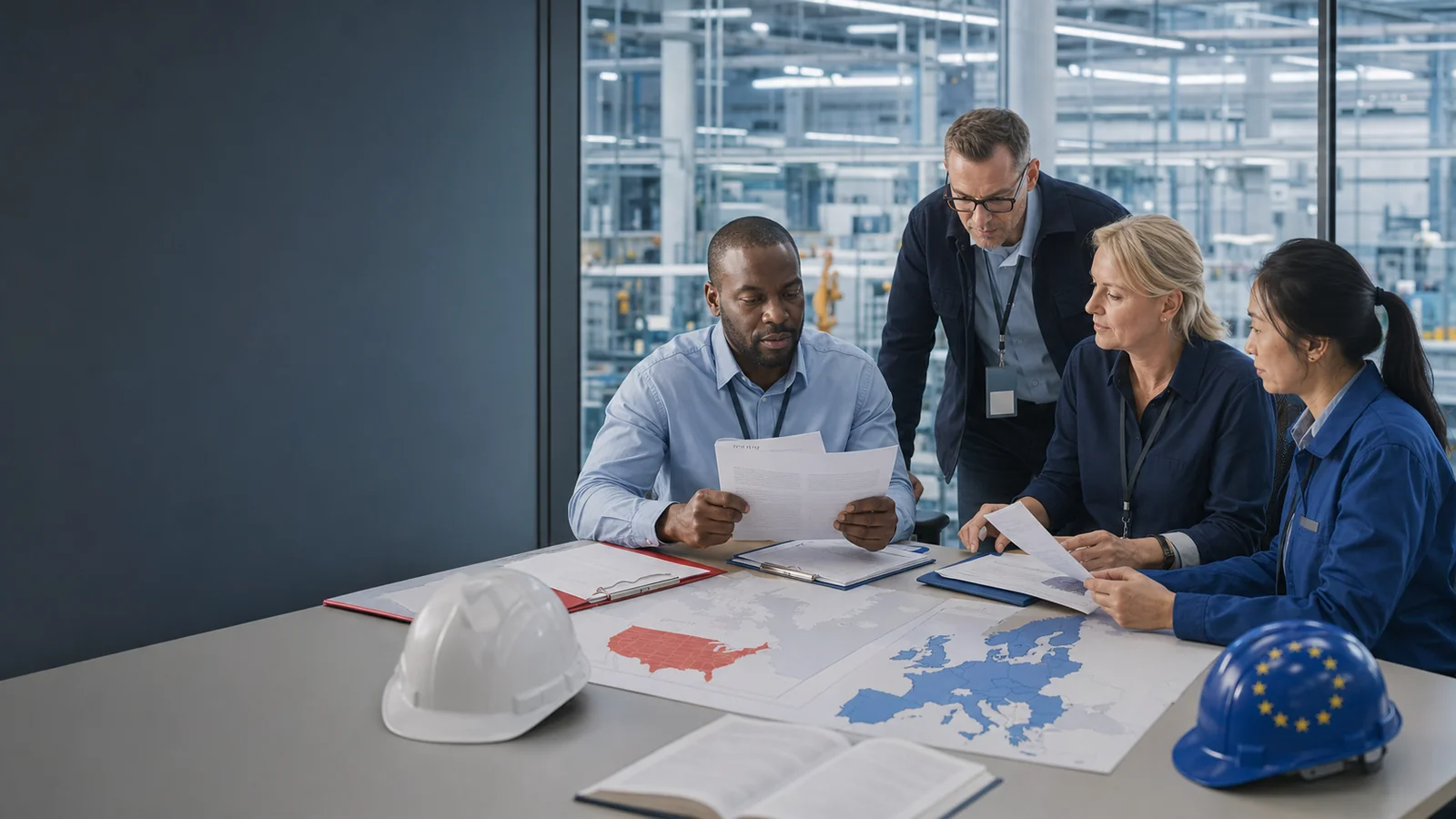 Professionals comparing United States and European occupational safety law